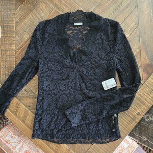 Free People black lace long sleeve top New Medium M